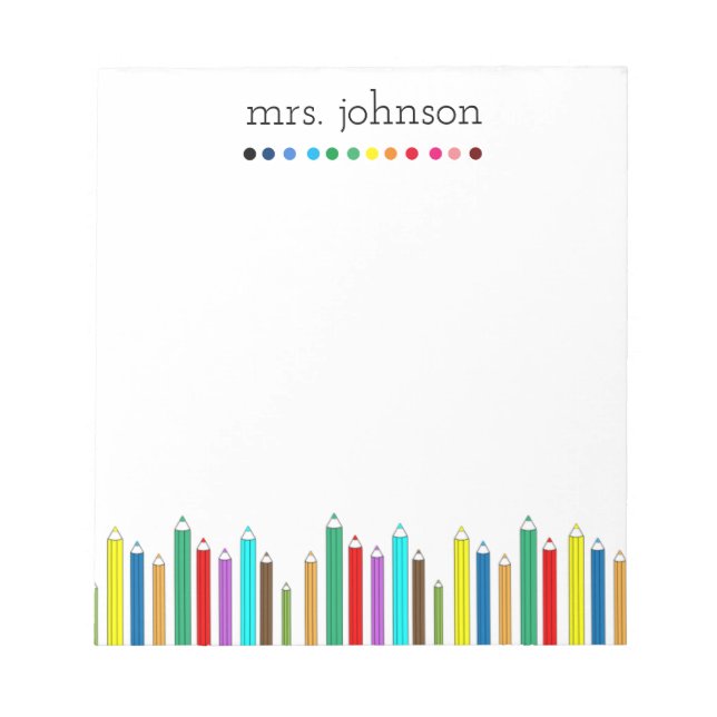 Bloc-notes crayon arc-en-ciel enseignant personnal (Devant)