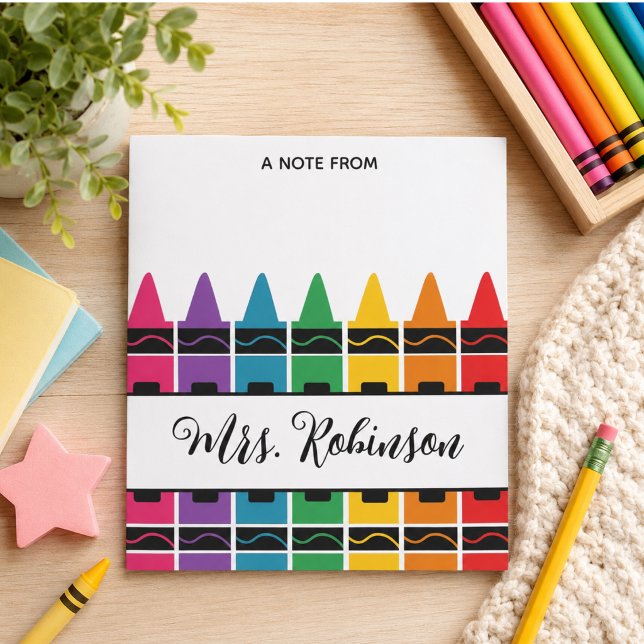 Bloc-notes crayon arc-en-ciel pour appréciation de (Teacher Appreciation Rainbow Crayon Notepad)
