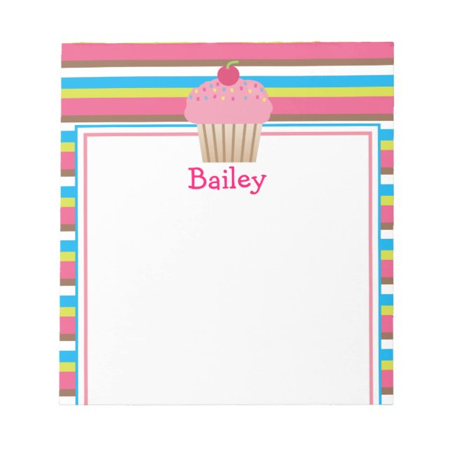 Bloc-notes Cupcake rayé bonbon mignon (Devant)