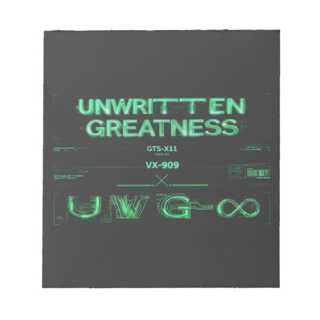 Bloc-notes cyberpunk "Grandeur non écrite" (Devant)