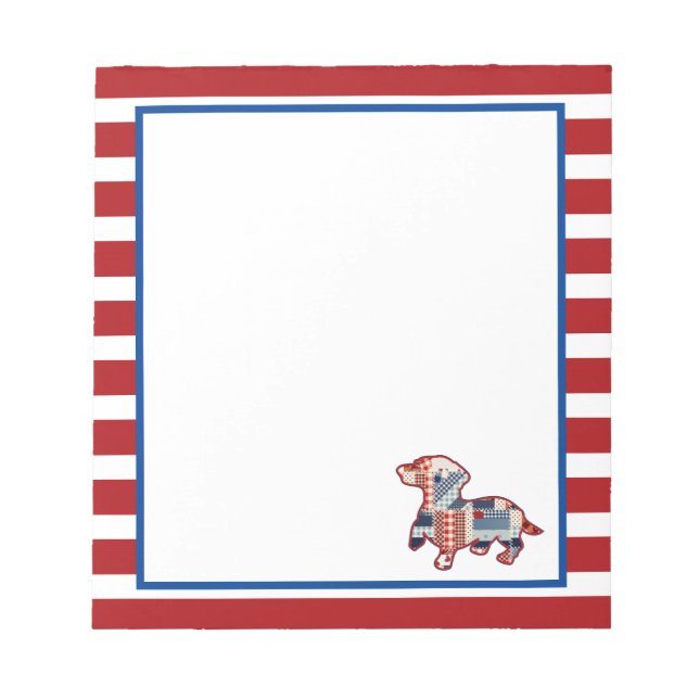 Bloc-notes Dachshund rouge, blanc et bleu (Devant)