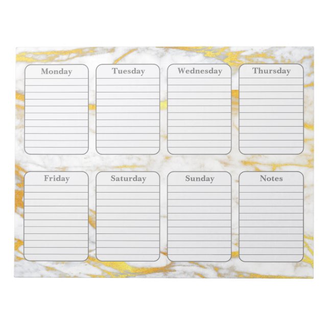 Bloc-notes de 40 pages Gold Marble Weekly Planner (Devant)
