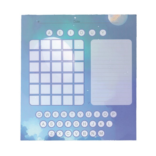 Bloc-notes de brouillon Wordle - Eau bleu aquarell (Devant)