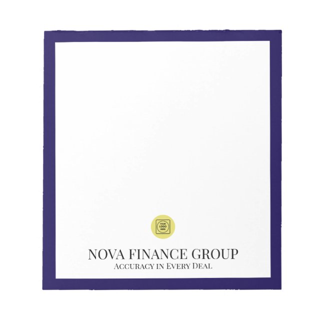 Bloc-notes de bureau élégant avec logo bleu marine (Devant)