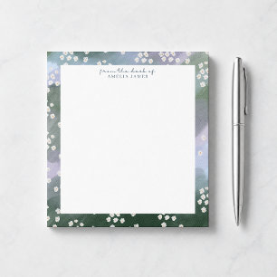 Bloc-notes de bureau floral bleu et vert