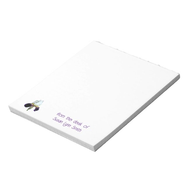Bloc-notes de bureau Iris violet et blanc (Tourné)