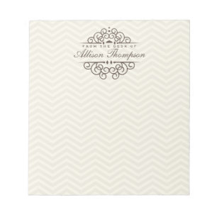 Bloc-notes de bureau personnalisé Chevron Chic   B