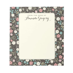 Bloc-notes de bureau personnalisé Floral Whimsy