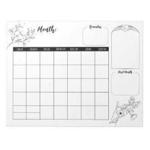 Bloc-notes de calendrier de cuisine minimaliste