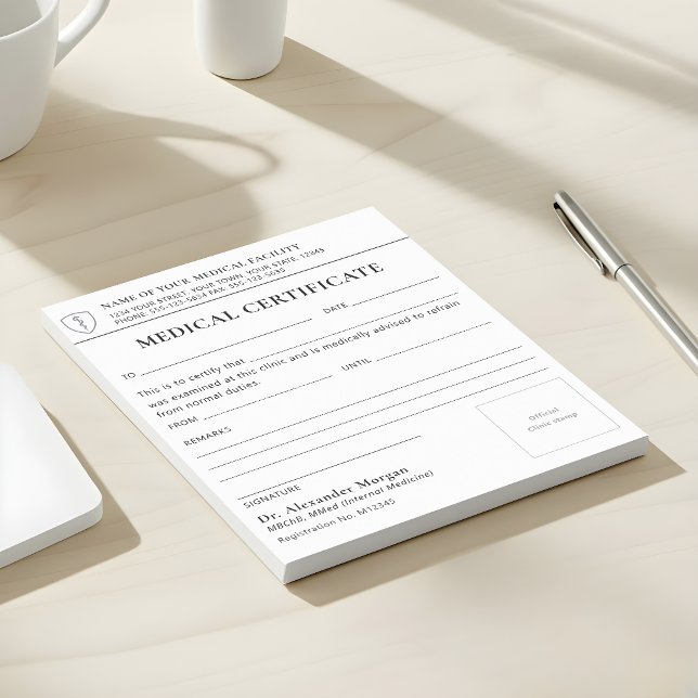 Bloc-notes de certificat médical de docteur profes (Créateur téléchargé)