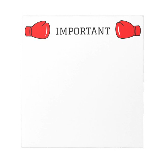 Bloc-notes de choses importantes avec gants de box (Devant)