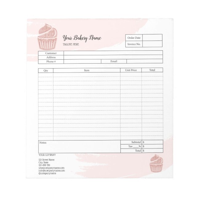 Bloc-notes de commande de mélangeur pour cupcake (Devant)