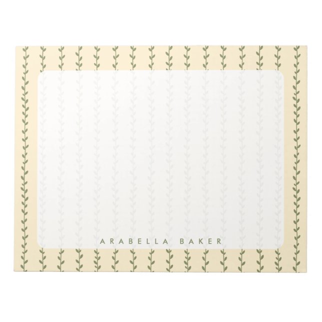 Bloc-notes de conception de verdure florale minima (Devant)