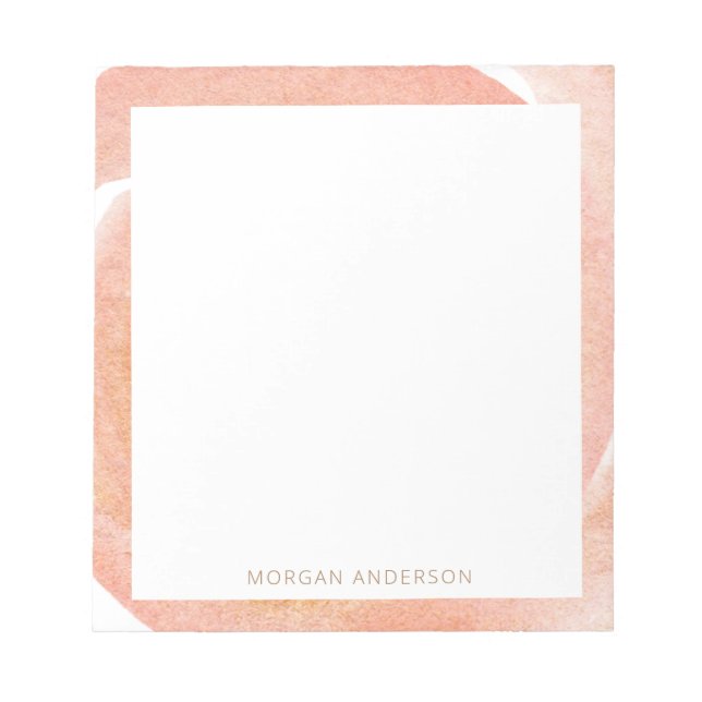 bloc-notes de couleur monogramme à fleurs de pêche (Devant)