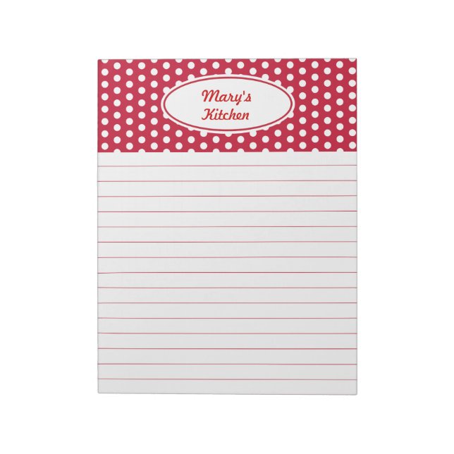 Bloc-notes de cuisine rouge personnalisé (Tourné)