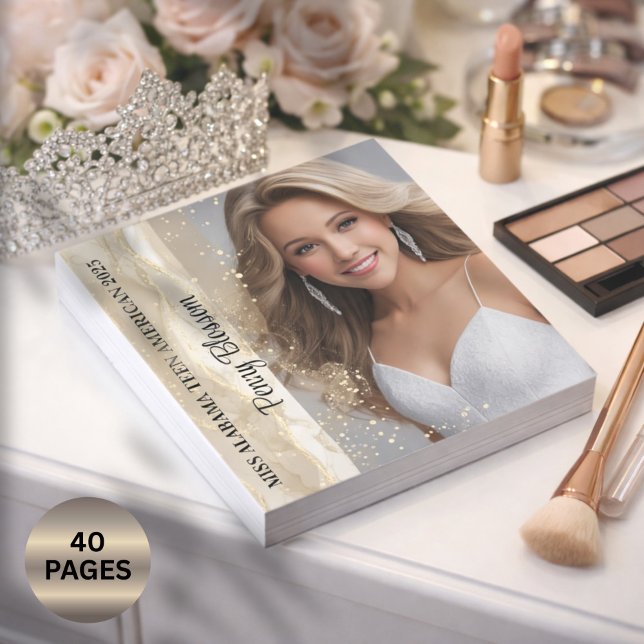 Bloc-notes de dédicace de spectacle de sable scint (Greet your fans with the ultimate pageant gift from a titleholder - signed custom autograph pages)
