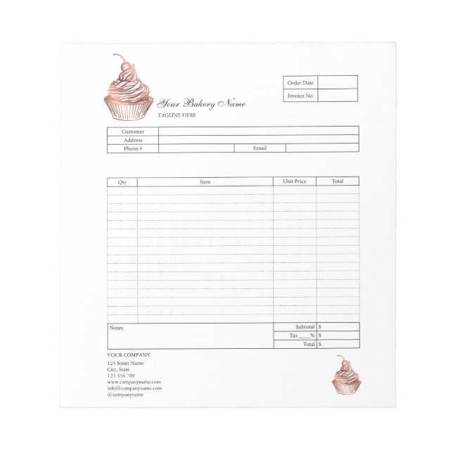 Bloc-notes de facture de formulaire de commande de (Devant)