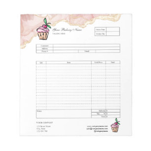 Bloc-notes de facture de formulaire de commande de