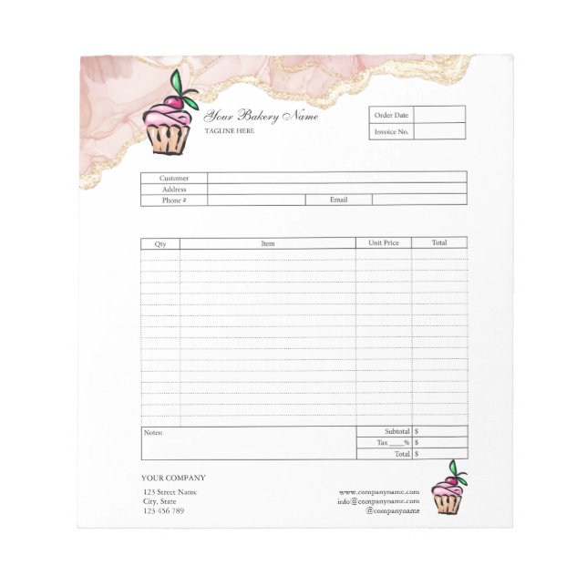 Bloc-notes de facture de formulaire de commande de (Devant)