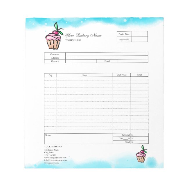 Bloc-notes de facture de formulaire de commande de (Devant)