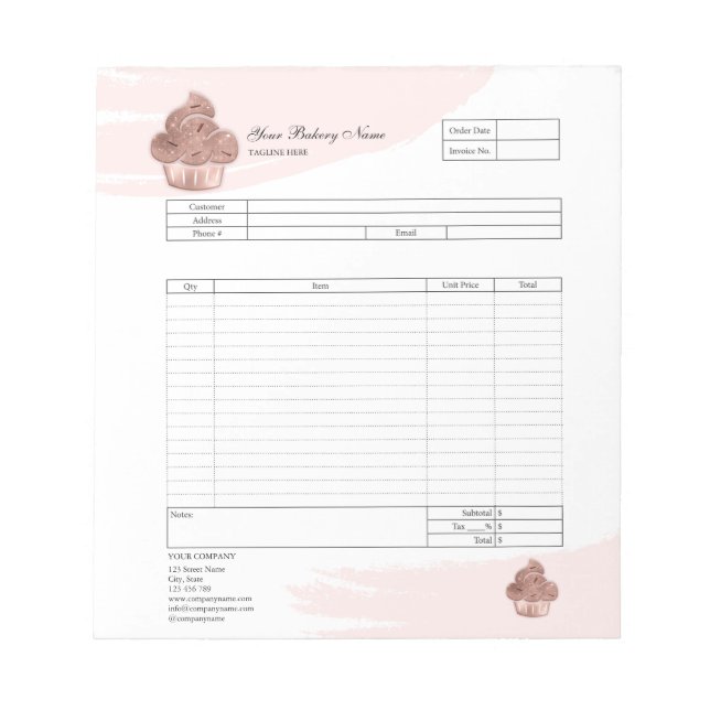 Bloc-notes de facture de formulaire de commande de (Devant)