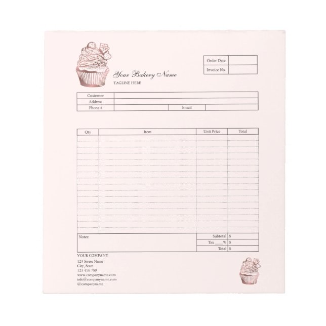 Bloc-notes de facture de formulaire de commande de (Devant)