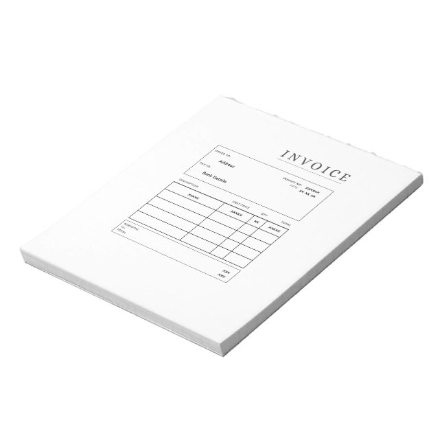 Bloc-notes de facture entièrement personnalisable (Tourné)