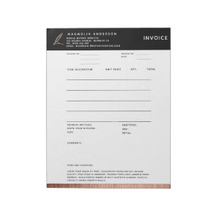 Bloc-notes de facture Gold Rose pour ordinateur po