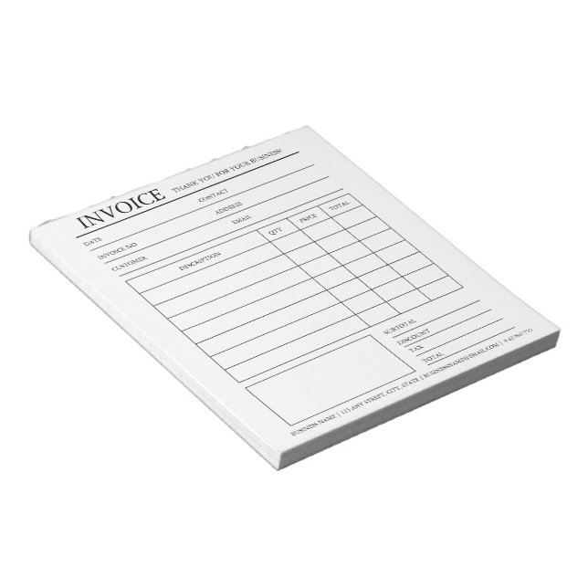 Bloc-notes de facture & reçu personnalisé (Incliné)