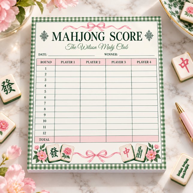 Bloc-notes de feuille de score de Mahjong personna (Personalized Mahjong Score Sheet Notepad
)
