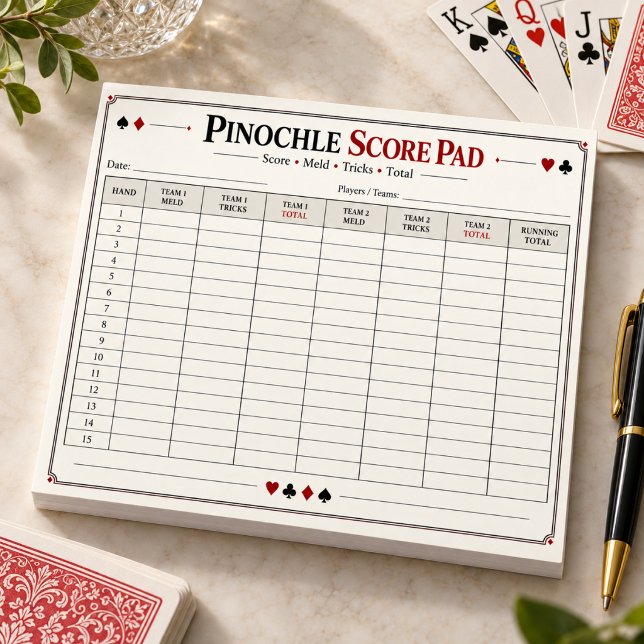 Bloc-notes de feuille de score de Pinochle (Pinochle Score Sheet Notepad
)