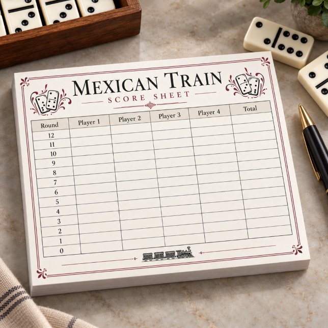 Bloc-notes de feuille de score de train mexicain (Mexican Train Score Sheet Notepad
)