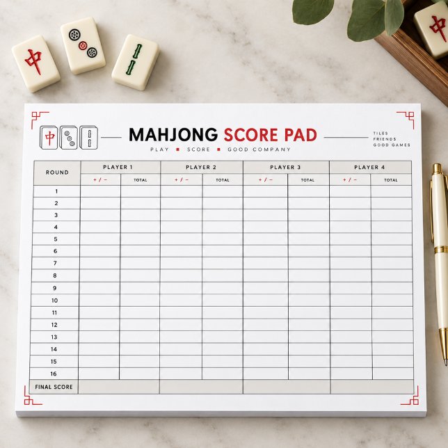 Bloc-notes de feuille de score Mahjong (Mahjong Score Sheet Notepad
)
