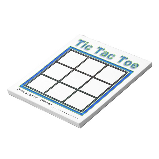 Bloc-notes de jeu Tic Tac Toe bleu vert (Tourné)