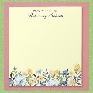 Bloc-notes de jolies fleurs sauvages bleues et jau