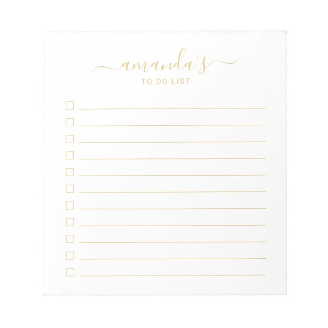Bloc-notes de la liste de tâches Gold de script mo (Devant)