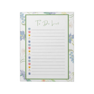 Bloc-notes de la liste des fleurs de printemps à f