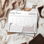Bloc-notes de la planification hebdomadaire modern<br><div class="desc">Planificateur hebdomadaire chic et moderne. Design fleur sauvage mauve inspiré du printemps avec espace pour écrire vos to-dos du lundi au vendredi,  des notes et des rappels.</div>