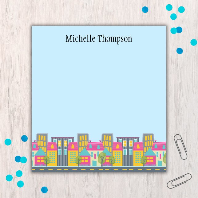 Bloc-notes de l'agent immobilier Whimsical City Sc (Personalized real estate agent notepad)