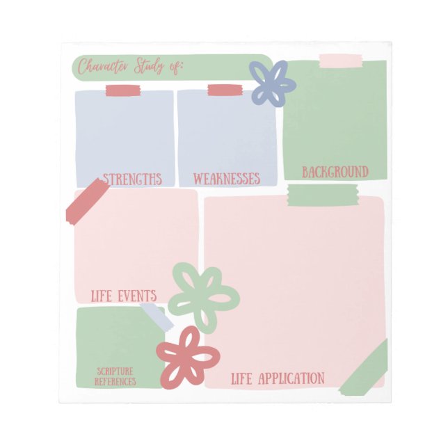 Bloc-notes de l'étude biblique de caractères (Devant)