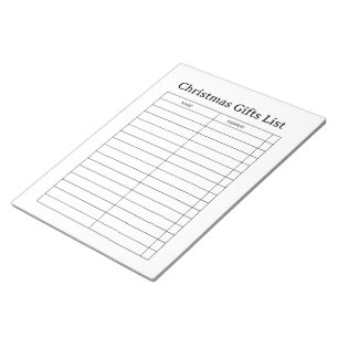 Bloc-notes de liste de cadeaux de Noël