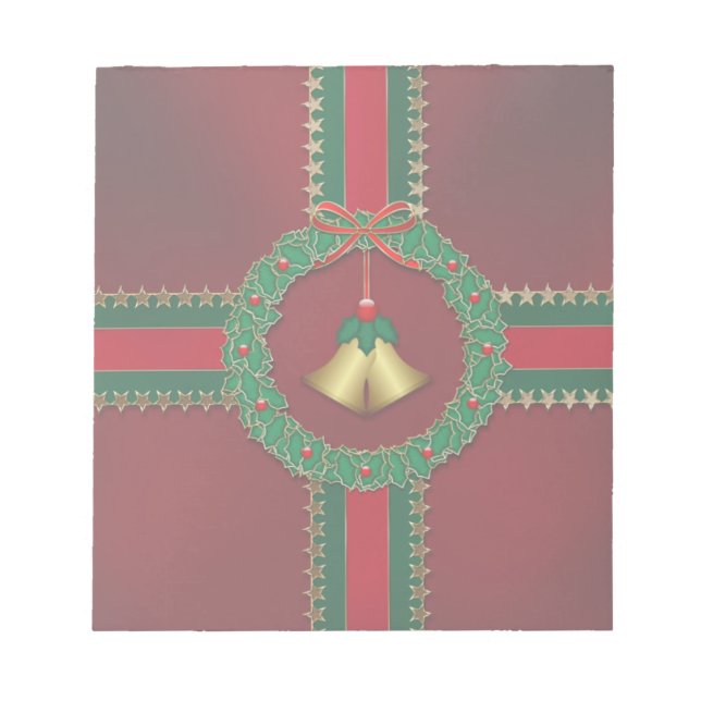 Bloc-notes de Noël des étoiles et des rayures (Devant)