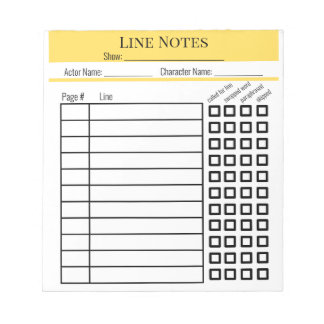 Bloc-notes de notes de ligne d'acteur