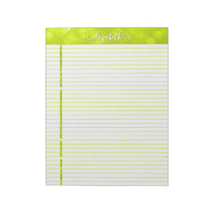 Bloc-notes de parties scintillant en Chartreuse