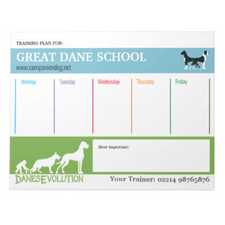 Bloc-notes de plan de formation pour Grand Danois