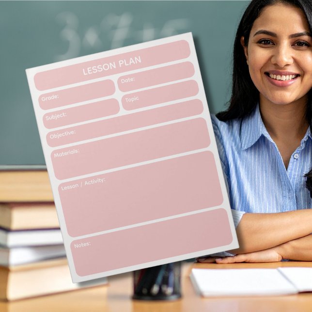 Bloc-notes de planification de cours rose pâle (Créateur téléchargé)