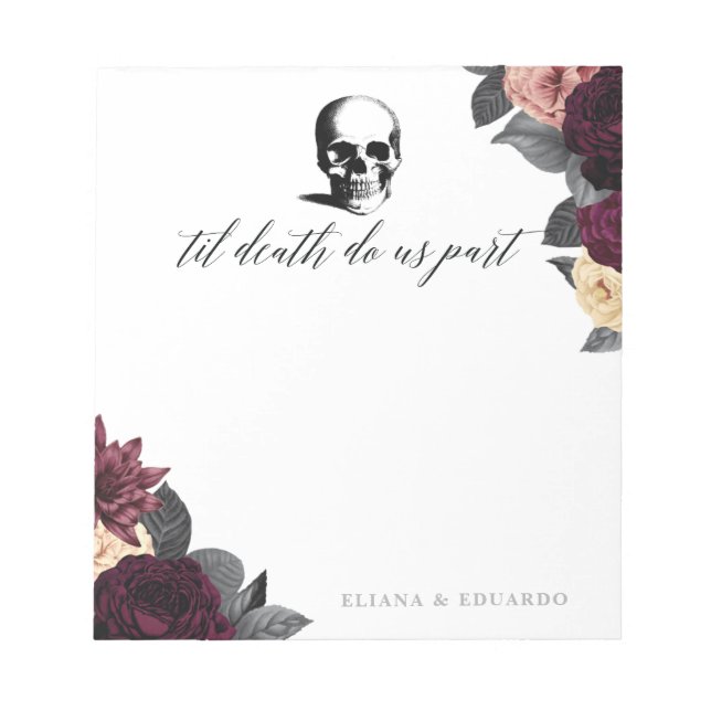 Bloc-notes de planification de mariage floral goth (Devant)