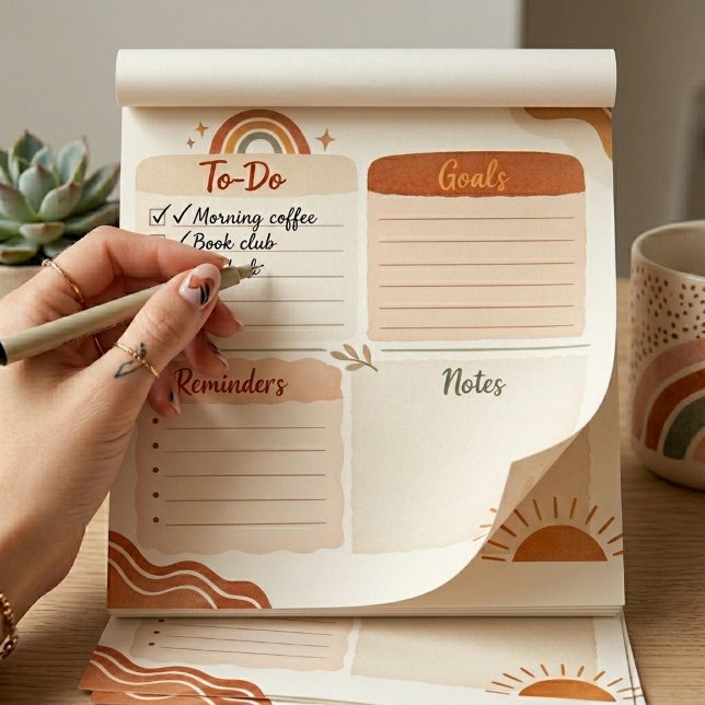 Bloc-notes de planification quotidien Boho – À fai (Créateur téléchargé)