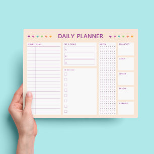 Bloc-notes de planification quotidienne Pastel Hea