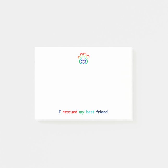 Bloc-notes de post-it d'empreinte de patte, chien (Devant)